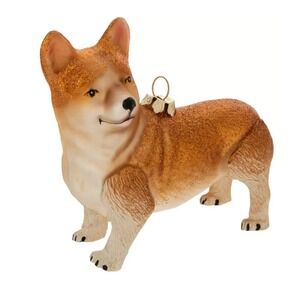 Robert Stanley Corgi Dog Glass Christmas Tree Ornament Hand-Painted Glitter